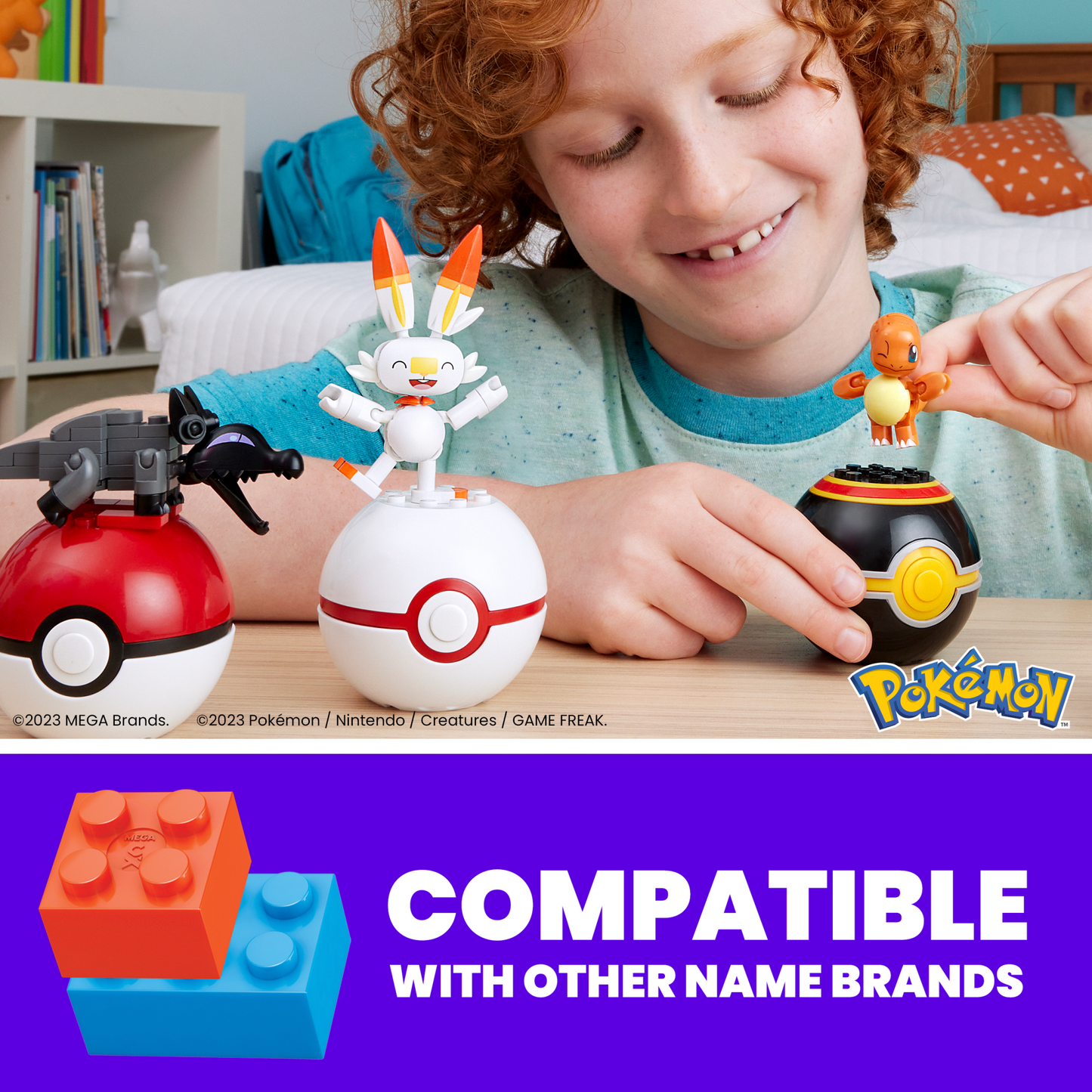 MEGA Pok¨¦mon Fire-Type Team Building Toy Kit, 4 Action Figures (105 Pieces) For Kids